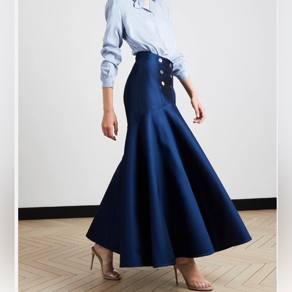 STYLEWE Dresses & Skirts - STYLEWE High Waisted Fishtail Skirt Silver Decorative Button Women Size M Navy